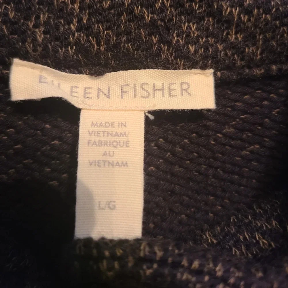 Elleen Fisher Organic Cotton Stand Collar women's jacket size L unlined